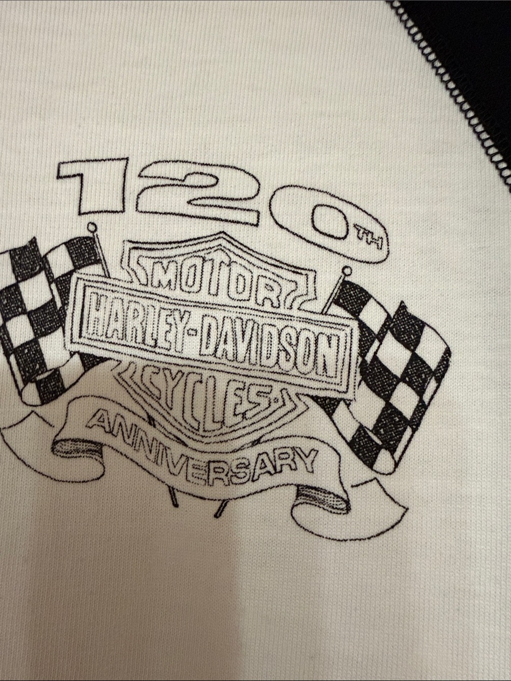 Harley-Davidson White and Black Raglan Racing Tee - Picture 2 of 9